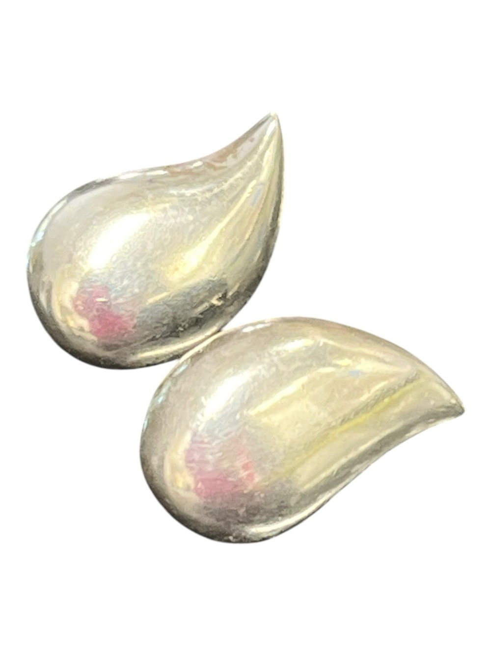 Sterling Silver 925 Chunky Teardrop Waterdrop Stud Earrings Modernist 10.73G